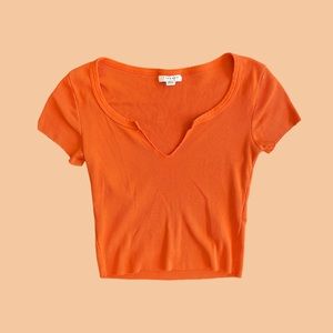 TopShop Ribbed Notch Cropped T-Shirt